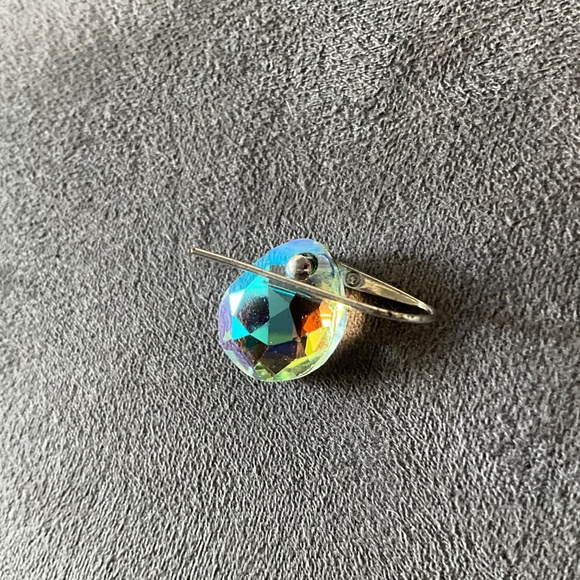 Swarovski Cushion Drop Earrings – Aquamarine AB (Aurora Borealis) Finish Rhodium - Picture 5 of 7